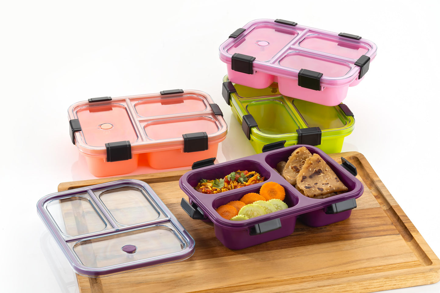 Leakproof- 3 Compartment Lunchbox Plastic (For adult & kids)