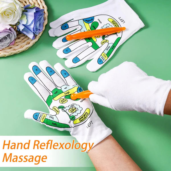 Acupressure Massage Gloves- Reflexology Therapy With Marking and tool