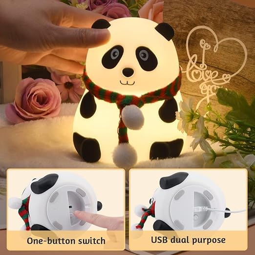 CUTE CARTOON PANDA SILICONE LAMP WITH TOUCH SENSOR (7 colors)