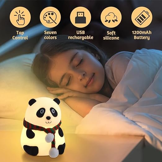 CUTE CARTOON PANDA SILICONE LAMP WITH TOUCH SENSOR (7 colors)