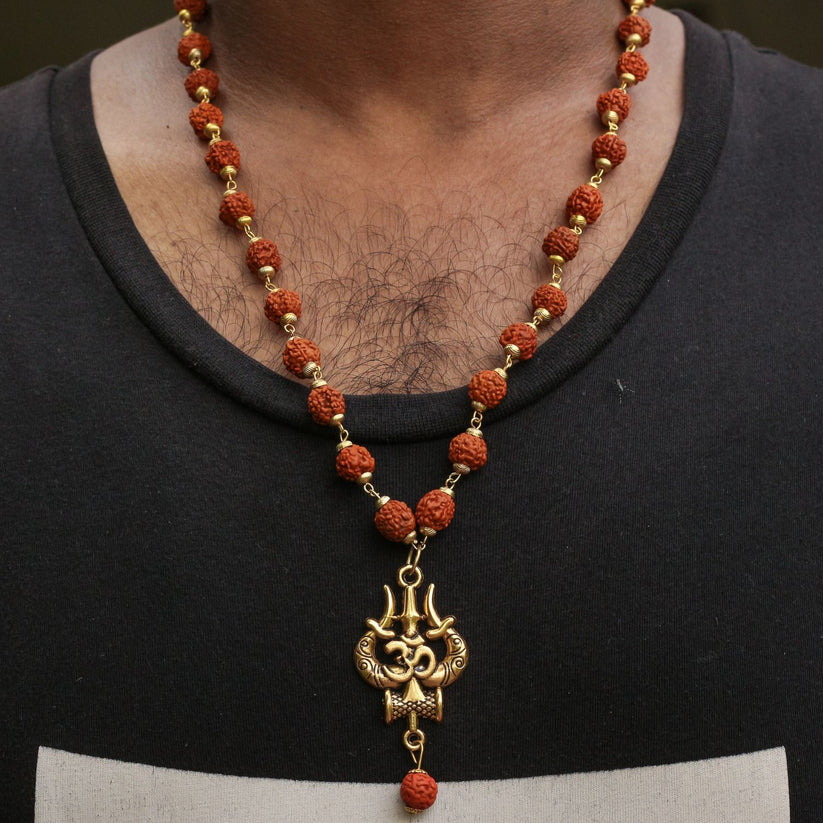 Rudraksha OM Shiva Trishool Necklace