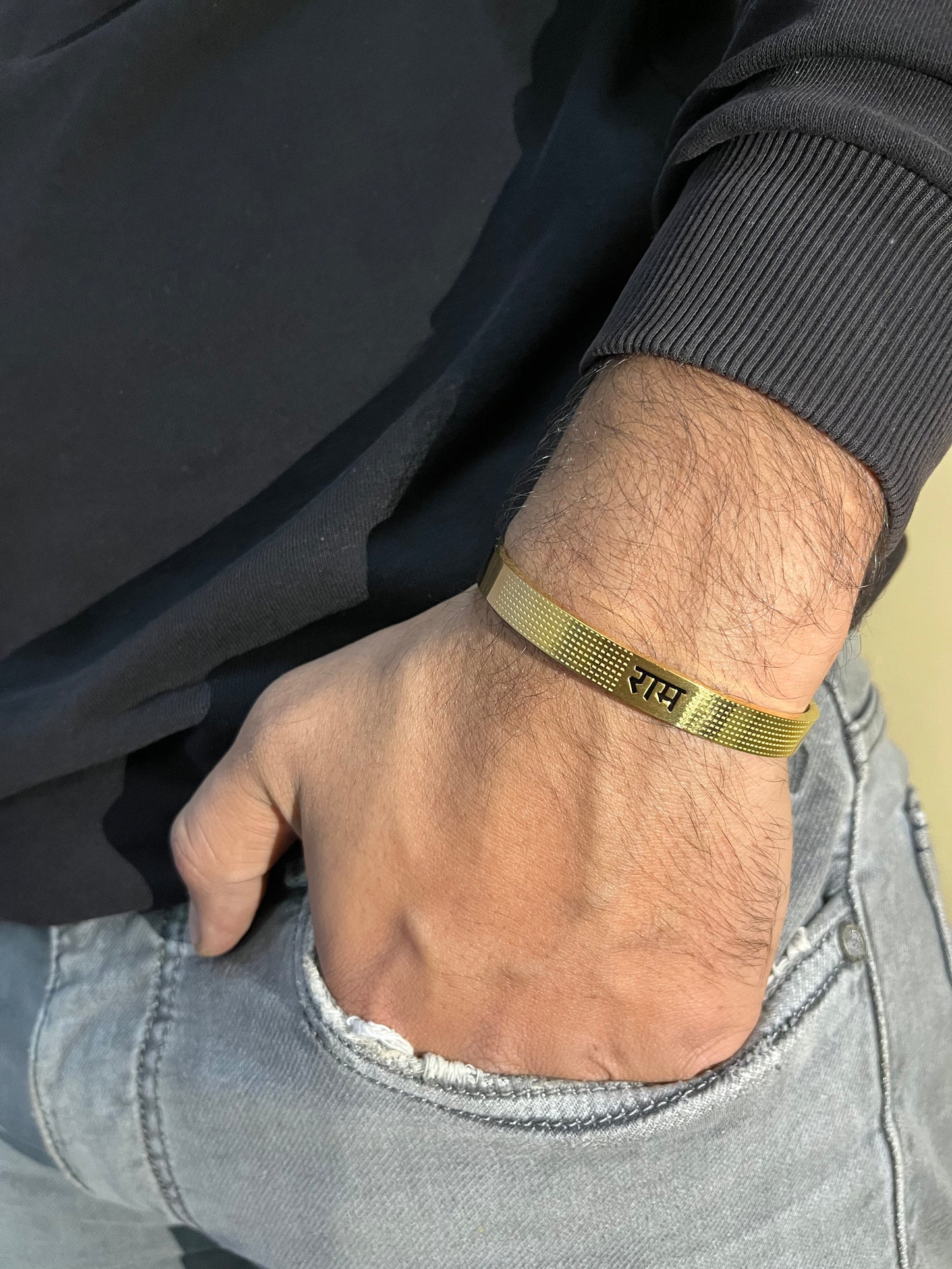 Black Divine Ram Bracelet- Gold Plated for Men & Women