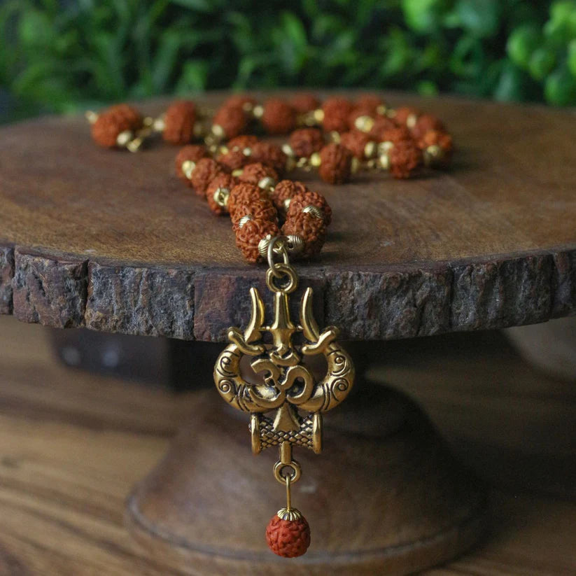 Rudraksha OM Shiva Trishool Necklace