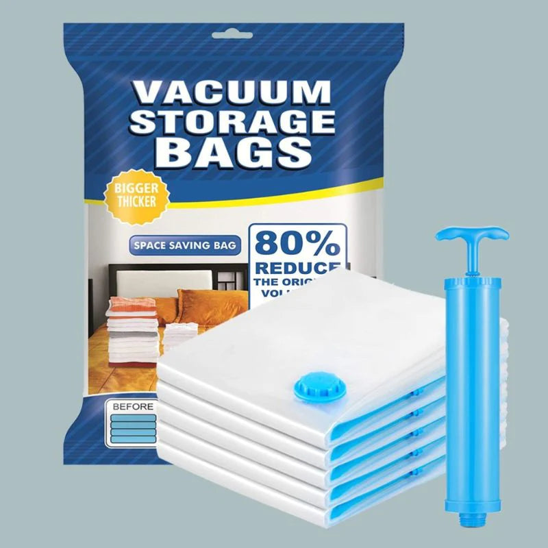 New Vacuum Storage Bags With Pump (6 Bags, 1 Pump)
