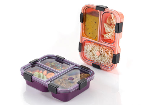 Leakproof- 3 Compartment Lunchbox Plastic (For adult & kids)